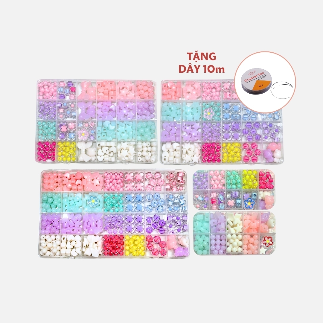 Bộ Xâu Vòng Hạt Cườm 24 Ô Cho Bé Gái