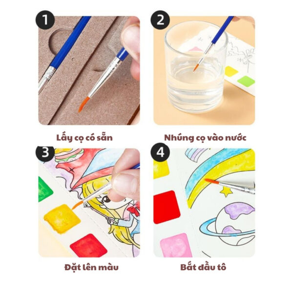 Sách Tập Tô Màu Nước Cho Bé 8 Chủ Đề
