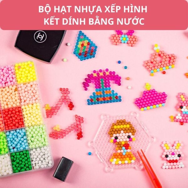 Bộ Đồ Chơi Xếp Hình Hạt Nhựa Thần Kỳ Kết Dính Bằng Nước