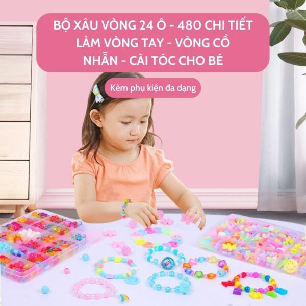 Bộ Xâu Vòng Hạt Cườm 24 Ô